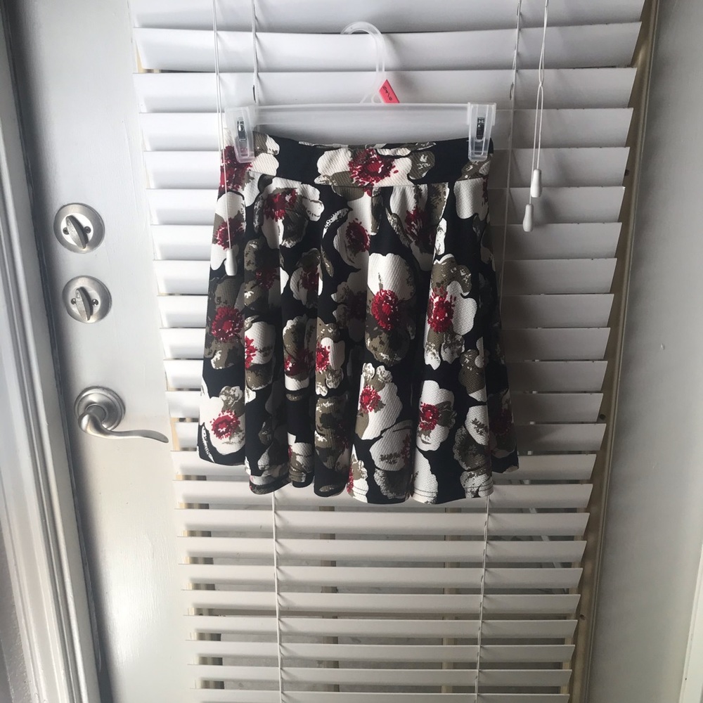 Black floral skater skirt
